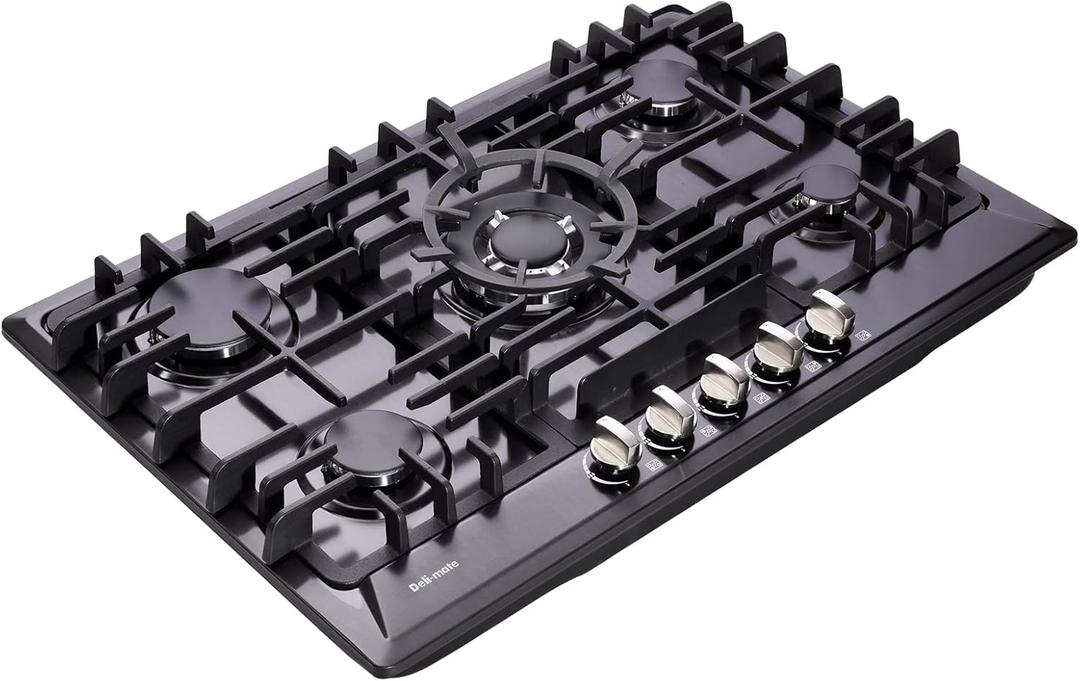 30 Inch Gas Cooktop, Built-in 5 Burners Stainless Steel Gas Stovetop LPG/NG Convertible Gas Stove Dual Fuel Gas Hob with Thermocouple Protection DM527-SA02B