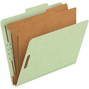 Pendaflex Recycled Classification File Folders, 2 Dividers, 2" Embedded Fasteners, 2/5 Tab Cut, Letter Size, Light Green, Box of 10 (24076R)