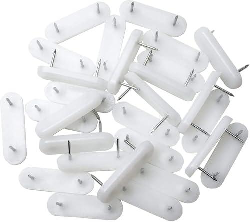 30Pcs Plastic Head Double Pins, White Furniture Chair Leg Feet Pads Glide Nails Bed Skirt Holding Pins for Slipcovers and Bedskirts