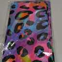 3 Pcs Neon Rainbow Leopard Birthday Tablecloth Disposable Plastic Girl's Sparkly Paint Splatter Cheetah Party Table Cover for Rainbow Leopard Print Pattern Birthday Party Supplies