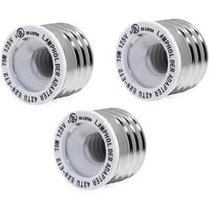 FINELED 3PACK E26 to E12 Adapter - Medium Screw E26 socket to Candelabra Screw E12 bulb Socket Reducer Adapter Converter