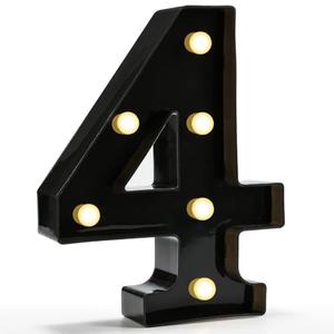 Pooqla Light Up Numbers, Lighted Marquee Number Sign for 4th Birthday Party Decor, Battery Powered LED Number Lights for Party Decor, Lights Sign for Wall Home Anniversary, Decoration 4