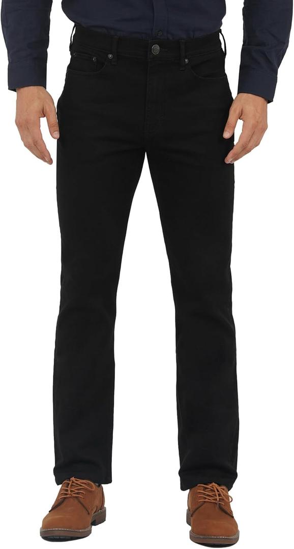 APUOR Men's Regular Fit Flex Jeans Comfort Straight Jeans (28W x 32L, Black)