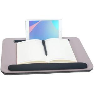 Portable Laptop Desk Fits Up to 16“ Laptops, with Tablet Slot, Built-in Cushion, Great for Home & Office,Lap Desk for Laptop,Lap Desk with Cushion (Grey Violet with Wrist Rest, Medium)