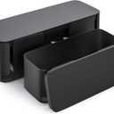 YECAYE 2 Pack Cable Management Box, Pet Friendly Cable Box Organizer for Home & Office, Child-Proof Floor Cord Cover, Cord Management and Cord Hider, Black