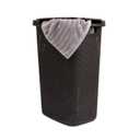 Mind Reader Slim Laundry Hamper with Lid, 60L Clothes Basket, Premium Wicker Design, Plastic, Brown