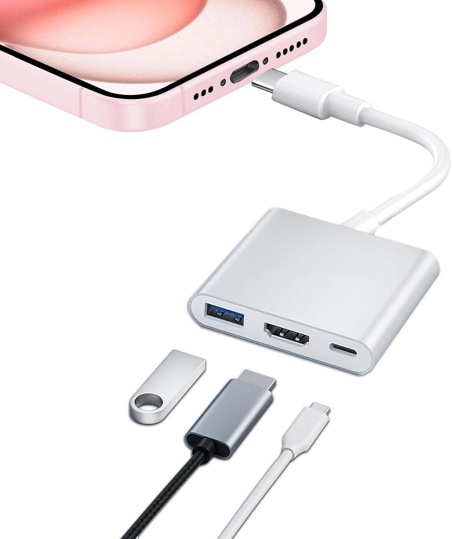 [MFi Certified] USB C to HDMI Adapter for iPhone 15 to TV, 4K Video Audio Sync Screen Converter Digital AV Adapter Type-C Port for iPhone 15/15Pro/Max to HDTV Projector Monitor