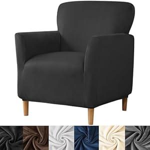 HFCNMY Banquet Armchair Slipcover, Stretch Velvet Armchair Cover Soft Chair Covers with Arms for Living Room Furniture Protector Black HFCNMY Banquet Armchair Slipcover, Stretch Velvet Armchair Cover Soft Chair Covers with Arms for Living Room Furniture Protector Black