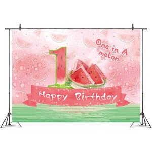 6x4ft One in A Melon Backdrop Watermelon 1st Birthday Party Decorations for Girls Happy Birthday Photography Background Pink Watermelon First Birthday Decorations