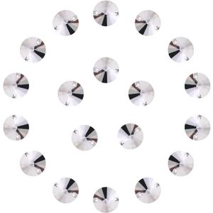 SWTHONY 12mm Clear Round Sew On Rhinestones for Crafting, 48pcs Crystal Glass Gems Silver Plated Flatback Jewels with 2 Holes for Crafts Clothes Fabric