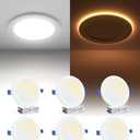 Ensenior Pack of 6 6 Inch LED Recessed Ceiling Light with Night Light, Dimmable, 2700K-5000K 5CCT, 1050LM 12W 120V, High Brightness Canless Wafer Downlight - FCC