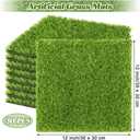 TURSTIN 30 Pieces Artificial Grass Mat 12 x 12 Inch Fake Grass Square Mat Synthetic Turf Patch Tiles with Drainage Holes Realistic Grass Rug for DIY Crafts Patio Indoor Outdoor Decor, Grass Green