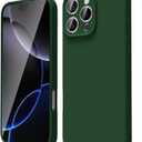 oakxco for iPhone 16 Pro Max Phone Case Liquid Silicone, Thin Slim Soft Rubber Gel TPU Plain Protective Simple Cover for Women Girl Cute, Matte Solid Color Aesthetic, Dark Green