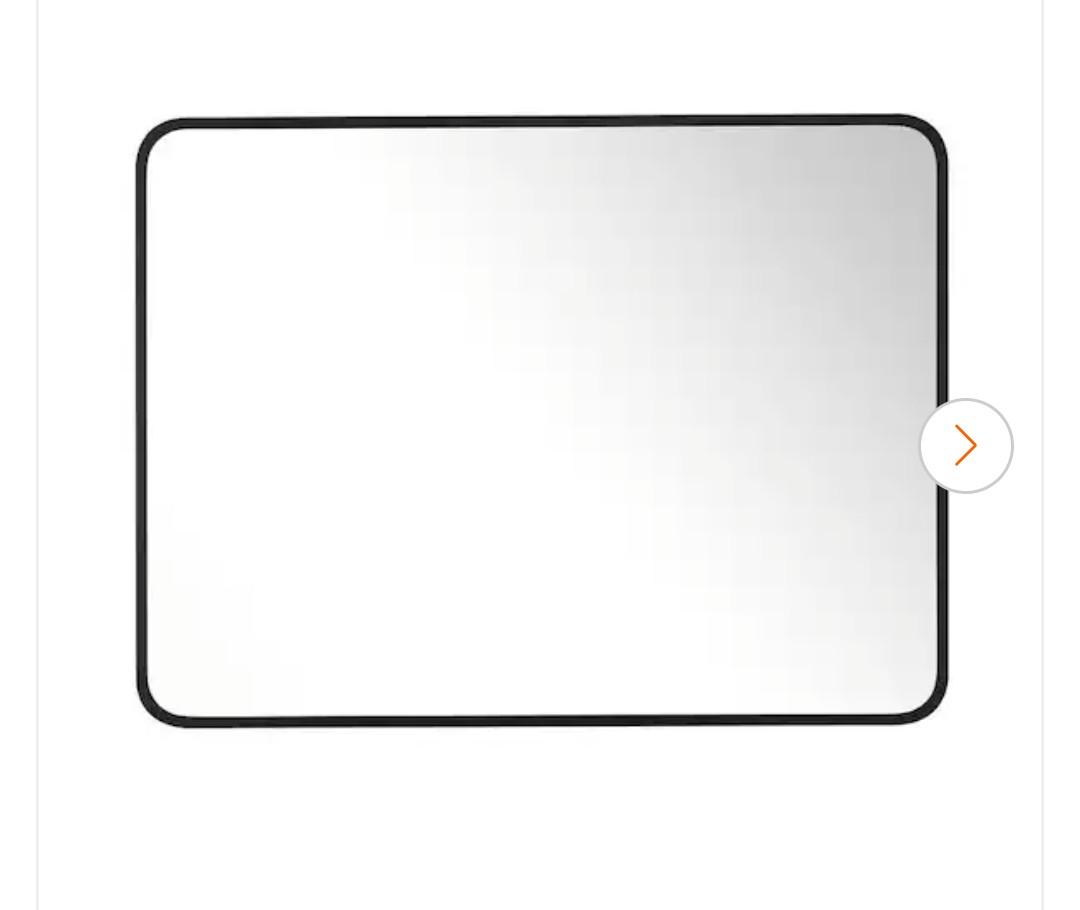 Modern Large Rounded Rectangular Metal Framed Wall Mounted Bathroom Vanity Mirror in Black