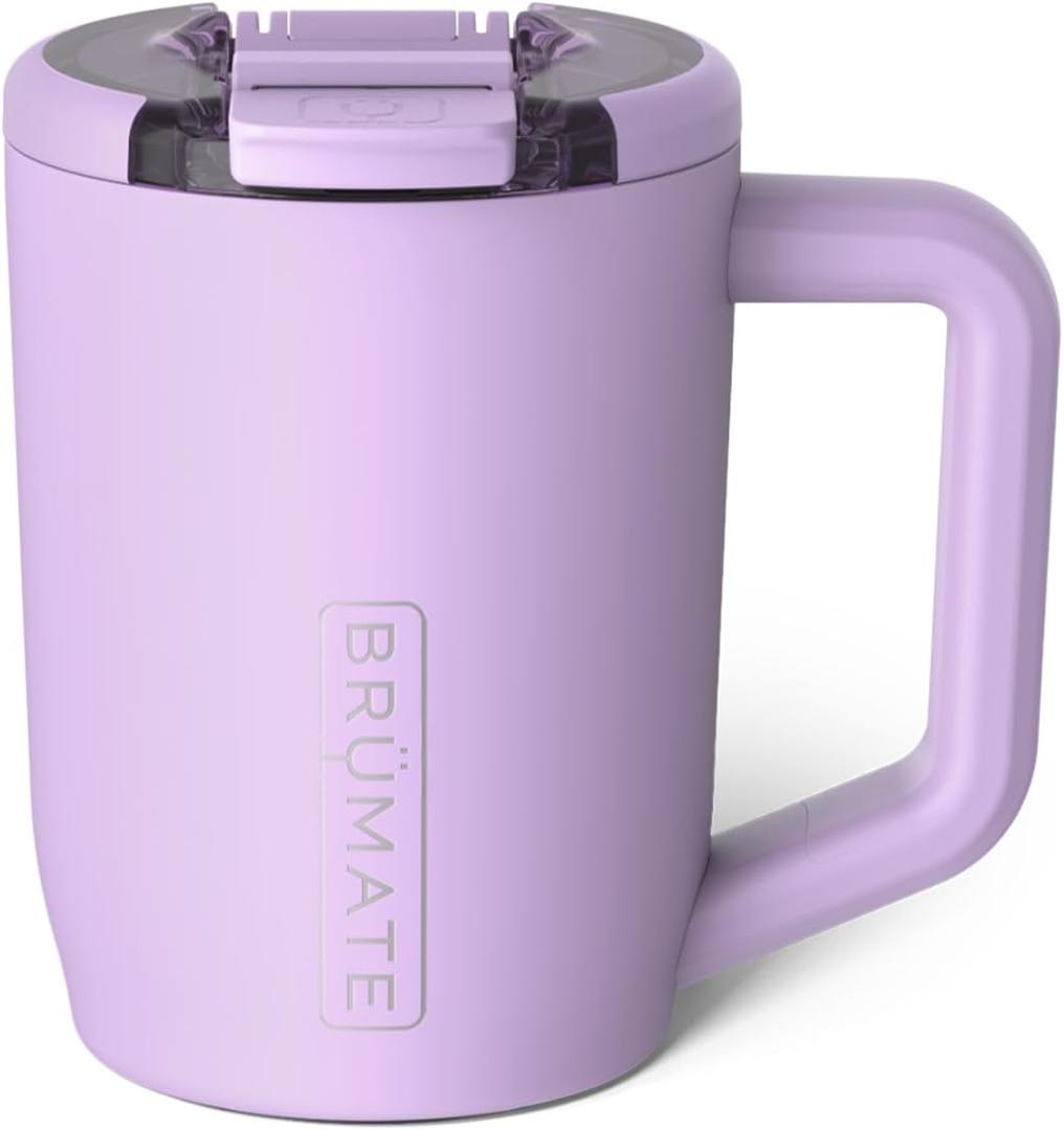 BrMate Mv - 15oz 100% Leak Proof Insulated Coffee Mug with Handle & Lid - Stainless Steel Coffee Travel Mug - Double Walled Coffee Cup (Lavender)