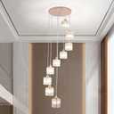 High Ceilings Long Chandeliers Modern Crystal Pendant Light Raindrop Drop Lamp Hanging Chandeliers Flush Mount Lighting Fixtures for Staircase Foyer Entryway Gold 9 Lights, large