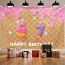 6 7 Birthday Decoration Backdrop,I was 6 Now I'm 7 Birthday Backdrop Banner, Ice Cream Drip Sweet Funny Number Pattern Wall Background for Girl Boy 7th Bday Party Decoration