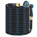 Non-Expanding Garden Hose 100 ft, Kink Free Flexible Water Hose with 10-Pattern Spray Nozzle, Lightweight Hose Pipe, Leak Proof, 3/4" Swivel Connectors, Super Fabric, Portable Storage Strap
