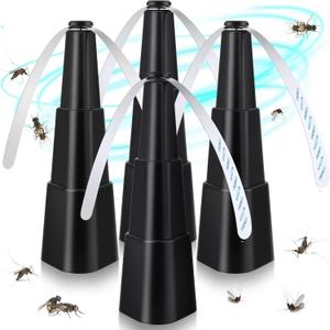Fly Fans for Tables, Fly Repellent Fan Indoor Outdoor with Holographic Blades,4 Pack Batteries Powered for Picnic, Party, Restaurant, Kitchen, and BBQ (Black)