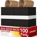 XPCARE 100Pack Black Paper Bags 8x4.5x10 Inch, Plain Medium Paper Bags with Handles Bulk, Kraft Paper Gift Bag, Retail, Party, Shopping, Favor Bag