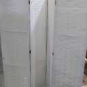 Room Divider Wood Screen Wood Mesh Woven Design Room Divider Folding Portable Partition Screen for Home Office (4 Panel, White)