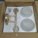 Emak 2-Light Gold Bathroom Light Fixtures, Modern Globe Vanity Lights with Milk Glass Shade for Bathroom, VL114-GD-ML-2