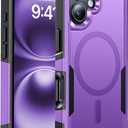 Magnetic for iPhone 17 Case Military-Grade Dual-Layer Shockproof, Heavy Duty Rugged Protection Phone Case [Fit for MagSafe] Anti-Fingerprint Anti-Scratch for iPhone17 Cover 6.3", Purple