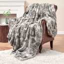 Krifey Faux Fur Throw Blanket, Soft Fluffy Cozy Blanket for Couch, Luxury Mink Blanket Warm Bed Throw, Plush Christmas Birthday Gifts for Women, Room Home Dorm Decor, Marbled Gray 50" x 60", 600GSM