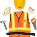 Melissa & Doug Construction Worker Costume Dress-Up Set for Kids (6-Piece) – Pretend Play Outfit with Tools & Safety Vest – Role Play Toys for Boys & Girls Ages 3+