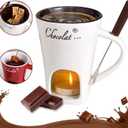 Chocolate Fondue Mugs Contain Fondue Bliss Cup & Forks, Chocolate Melting Cup, Mini Chocolate Fondue Set Without Tealights, Fondue Cups With Forks For Date Night Birthday Wedding Gifts (White)