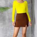 Women's Crew Neck Long Sleeve Cotton Bodysuit, Stretch Comfy Everyday Wear Bodysuit for Women