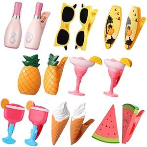 Honoson 10 Pcs Beach Towel Clips for Beach Chairs Beach Chair Clips for Towels Beach Towel Holder Plastic Cute Clothes Pins Funny Decorative Clothespins for Patio Pool Accessories Summer