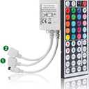 SUPERNIGHT RGB Light Strip Remote Controller, 2-in-1 4 Pin Dimming Dimmer Brightness Flash Mode Control Options for LED Tape Light,12V DC LEDs Rope Lighting (2 Ports)