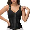 SHAPSHE Waist Trainer Corset for Women Tummy Control Sport Workout Body Shaper Vest for Women Postpartum Gym Zipper and Hooks (Black, M)