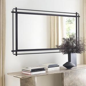 Large Black Mirror, 55'' x 31'' Rectangle Dining Room Mirror with Metal Frame, Modern Wall Mirrors Decorative for Living Room, Bathroom, Entryway, Bedroom