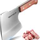 ROCOCO Meat Bone Cleaver Knife for Meat Cutting Heavy Duty Butcher Axes Hand Forged Full Tang Chopper for Kitchen Thanksgiving Christmas Gifts Idea Men Silver