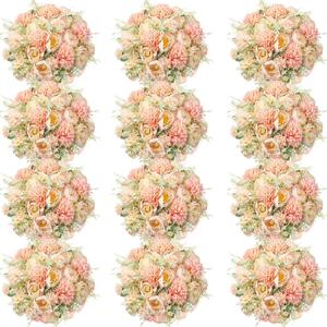 Tigeen Artificial Flowers Artificial Peonies Silk Flowers Faux Peony Fake Peony Silk Hydrangea Bouquet for Wedding Table Centerpiece Floral Vase Decor(Orange,12 Bundles)