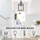 Farmhouse Pendant Light, Rustic White Wood Metal Cage Hanging Light Fixtures with Glass, 43 Inch Adjustable for Flat and Slop Ceiling, Pendant Lighting for Kitchen Island Foyer Hallway, 2 Pack, 6.3 inches x 6.3 inches x 43 inches