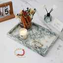 Marble Bathroom Tray,Pure Natural Vanity Tray,Marble Tray for Kitchen Counter Non-Ceramic/Non-Resin,Stone Trays 12 x 8 inch Cyan Green