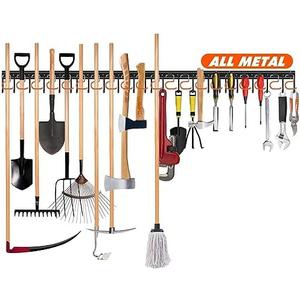 TVKB 68'' All Metal Garden Tool Organizer Wall Mount Garage Organizers and Storage with Hooks Tool Hangers for Shed