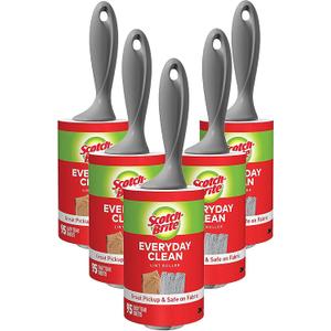 Scotch-Brite Lint Roller Value Pack, Works Great On Pet Hair, 5 Rollers, 95 Sheets Per Roller, 475 Sheets Total