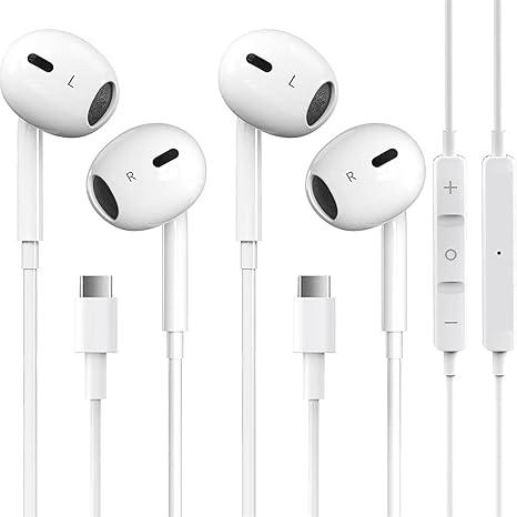 2 PackUSB C Headphones for iPhone 17/16/15 Pro Max Plus Type C Earbuds with Microphone & Remote Noise Cancelling Earphones for iPhone 17/16/15 Pro, iPad,Galaxy S25/S24/S23/S22/S21/Ultra Note 10/20