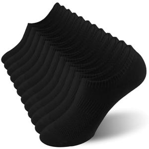 ACCFOD Black No Show Socks Women Cotton Thin Low Cut Non Slip Invisible Liner Socks 5-9, 6 Pairs