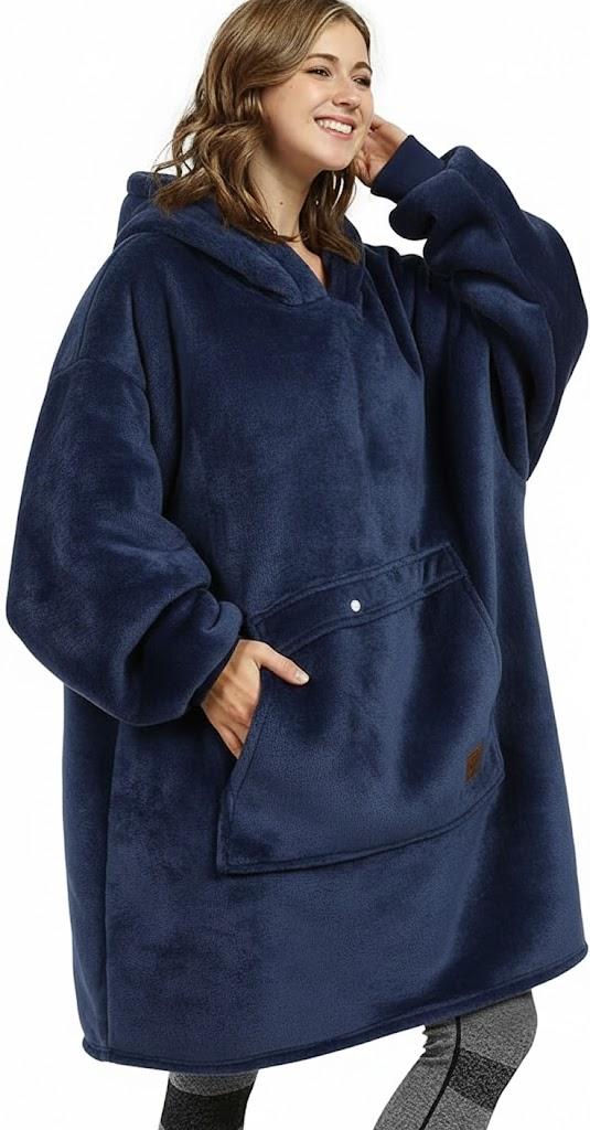 Catalonia Oversized Blanket Hoodie Sweatshirt, Wearable Sherpa Lounging Pullover for Adults Women Men