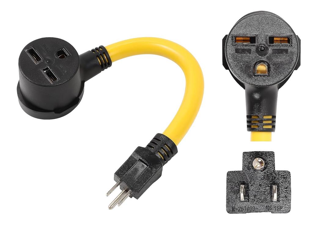 ONETAK NEMA 5-15P to 6-30R 120V 15 Amp 3 Prong Male Plug to 3 Prong Female Receptacle Dryer Welder Power Cord Adapter