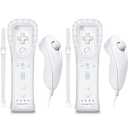 Burcica 2 Pack Controller for Wii Remote and Nunchuck with Motion Plus, with Silicone Case and Wrist Strap (White)