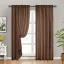 HOMEIDEAS Non-See-Through Brown Privacy Sheer Curtains, 52 X 84 Inches Long 2 Panels Sheer Curtains Light Filtering Window Drapes for Bedroom Living Room