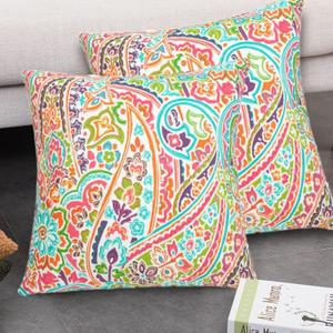 FUNHOME Outdoor Pillow Covers ONLY, No Insert! Square Throw Pillow Covers, Decorative Water-Repellent Modern Cushion Cases for Sofa Patio Couch Decoration 18 x 18 Inch-Melora Paisley (Pack of 4)
