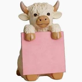 FYDHI Highland Cow Pop Up Sticky Note Dispenser, Cute Artisan Resin Desk Decor & Organizer, Comes with 3x3 Super Sticky Notes 100 Sheets, for Office Home School, Ideal Gift for Cow Lovers (Beige)