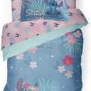 Jay Franco Disney Lilo & Stitch Paradise Dream Full Comforter & Sham Set - Super Soft Kids Reversible Bedding - Fade Resistant Microfiber (Official Disney Product),Blue - Lilo & Stitch, Full